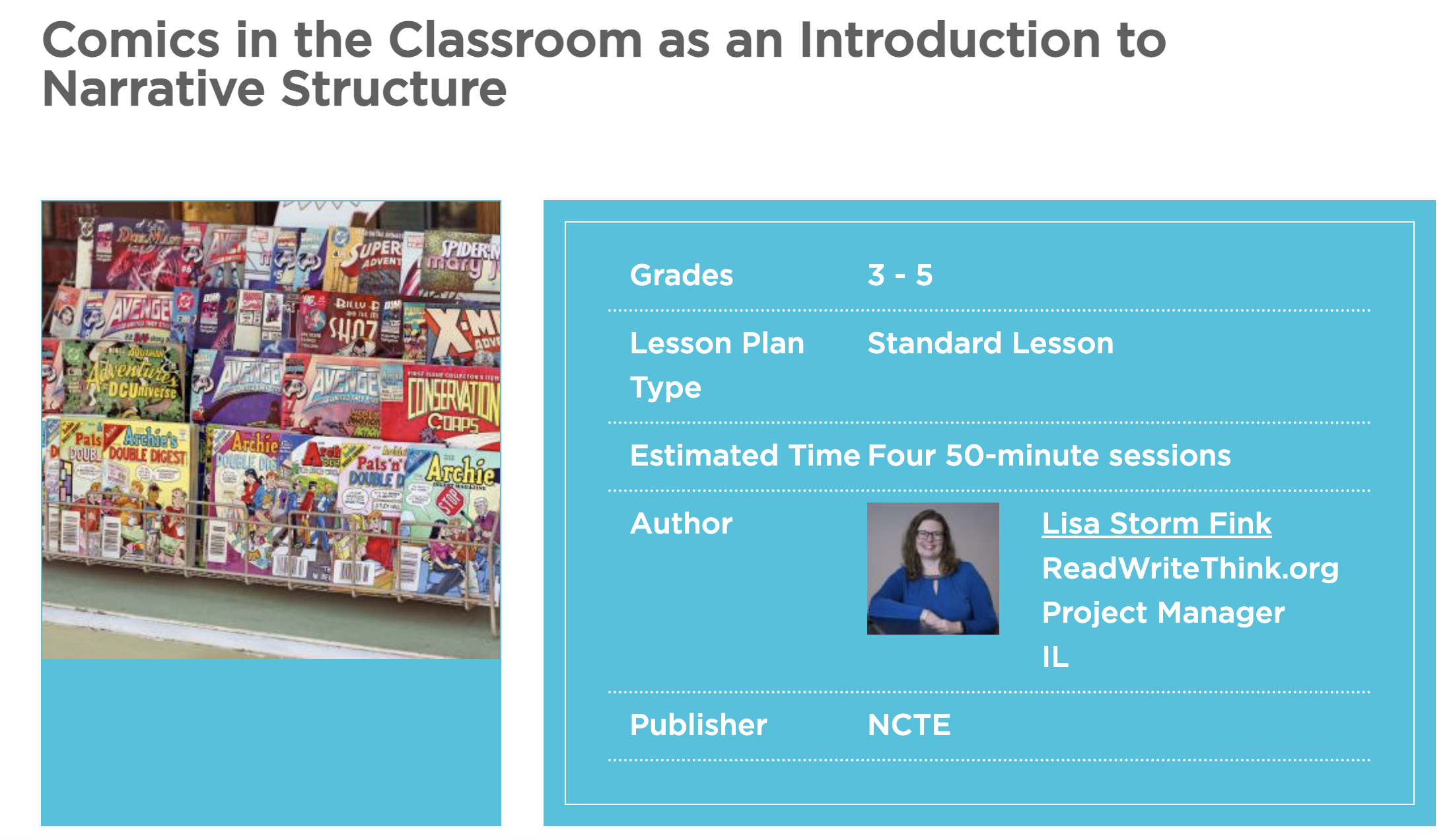 Comics in the Classroom as an Introduction to Narrative Structure Lesson Plan