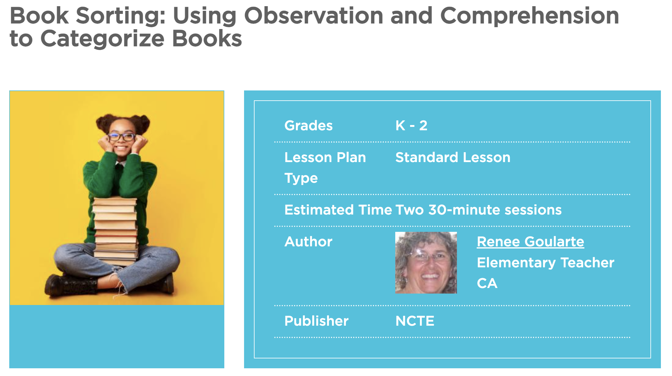 Using Observation and Comprehension To Categorize Books Lesson Plan