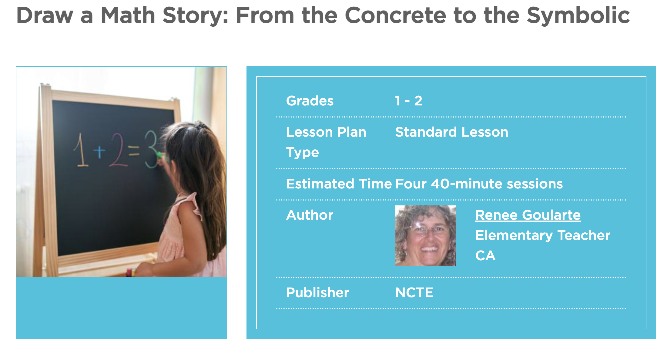 Draw a Math Story: From the Concrete to the Symbolic Lesson Plan