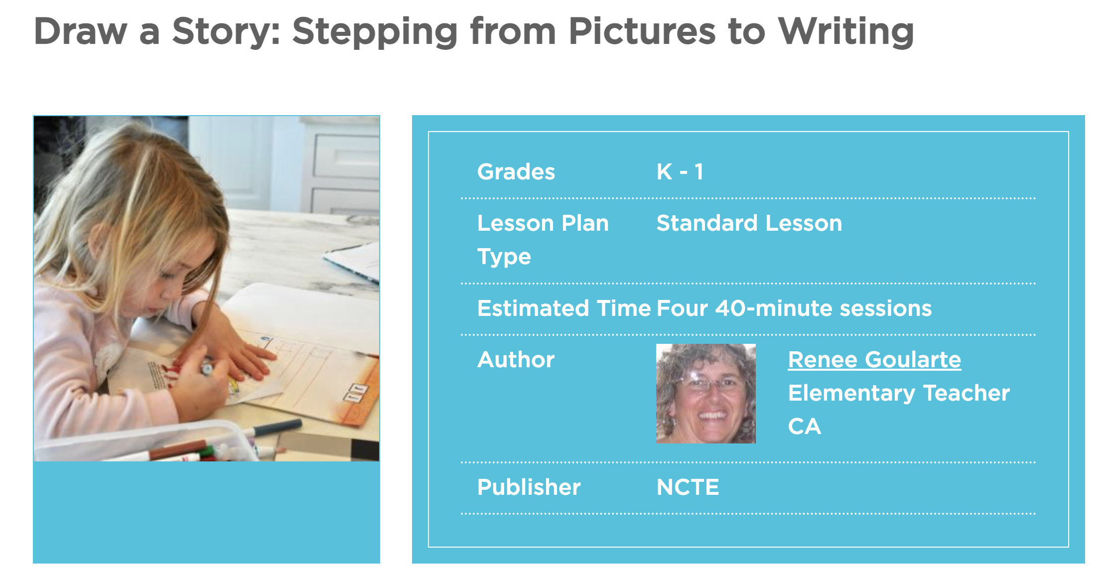 Draw a Story: Stepping from Pictures to Writing Lesson Plan