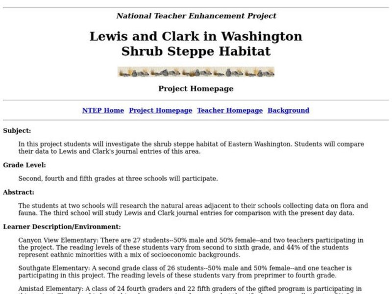 Lewis and Clark in Washington Shrub Steppe Habitat Lesson Plan