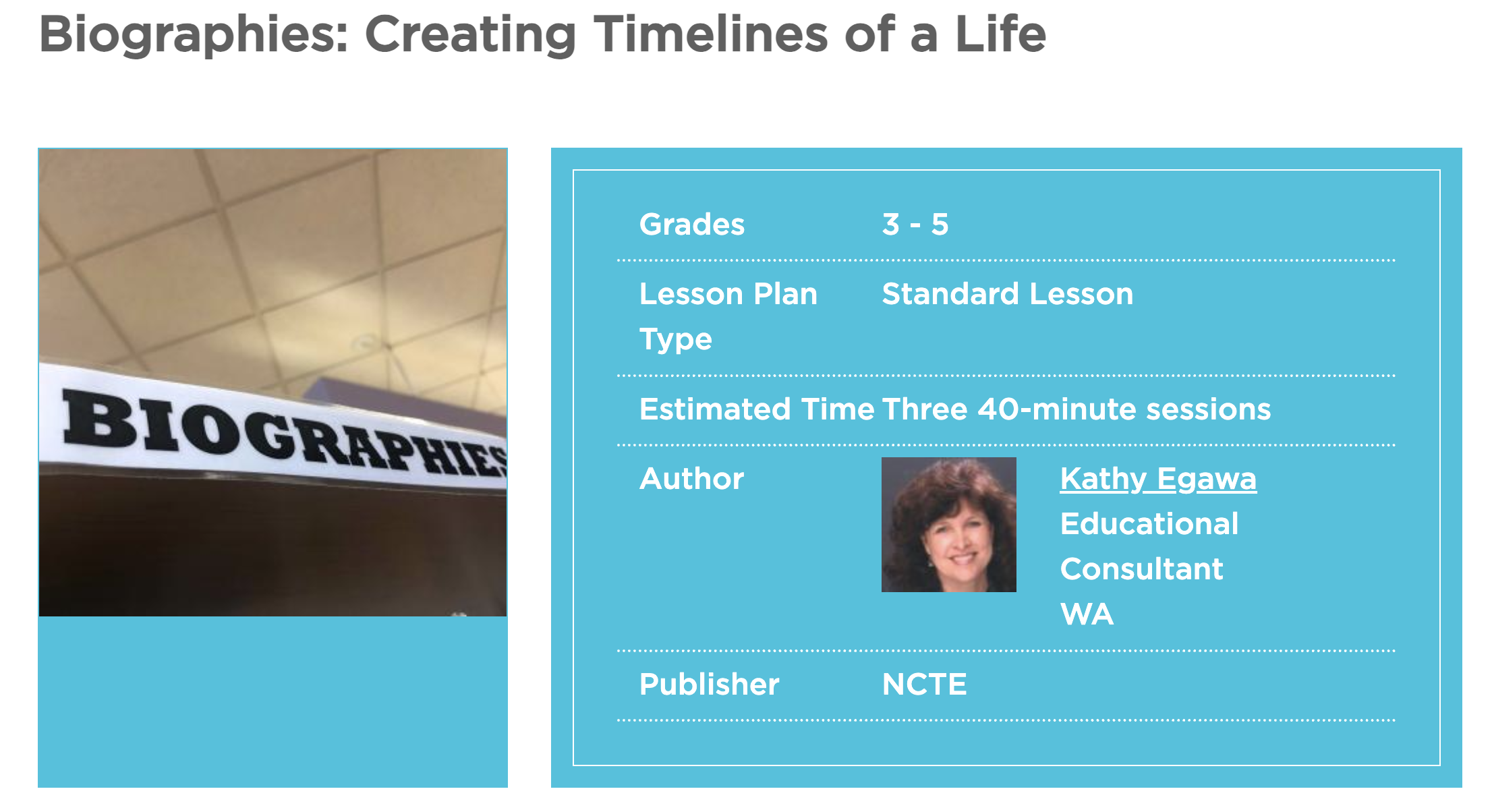 Biographies: Creating Timelines Of A Life Lesson Plan