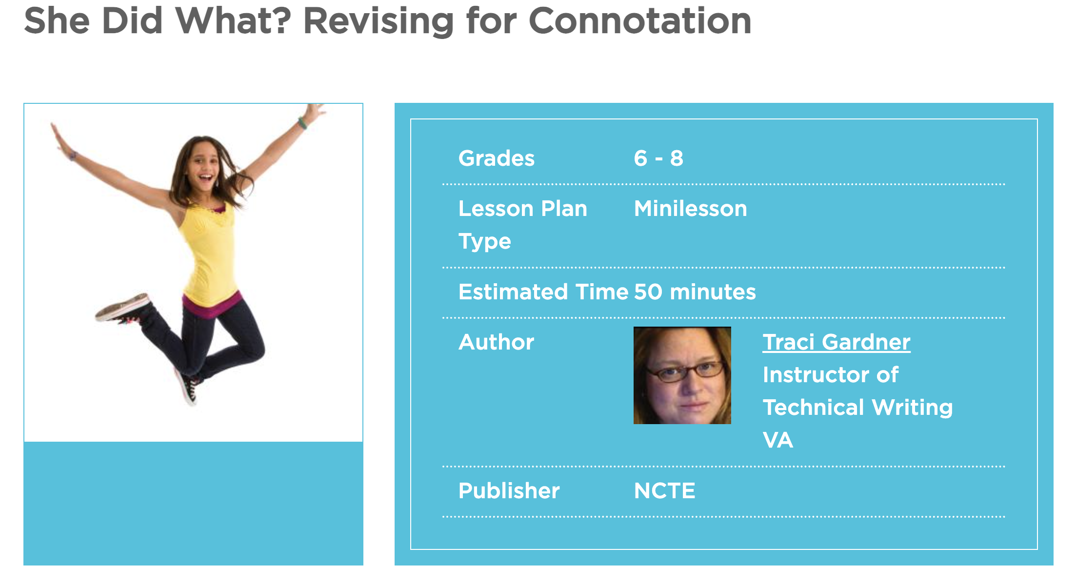 She Did What? Revising For Connotation Lesson Plan
