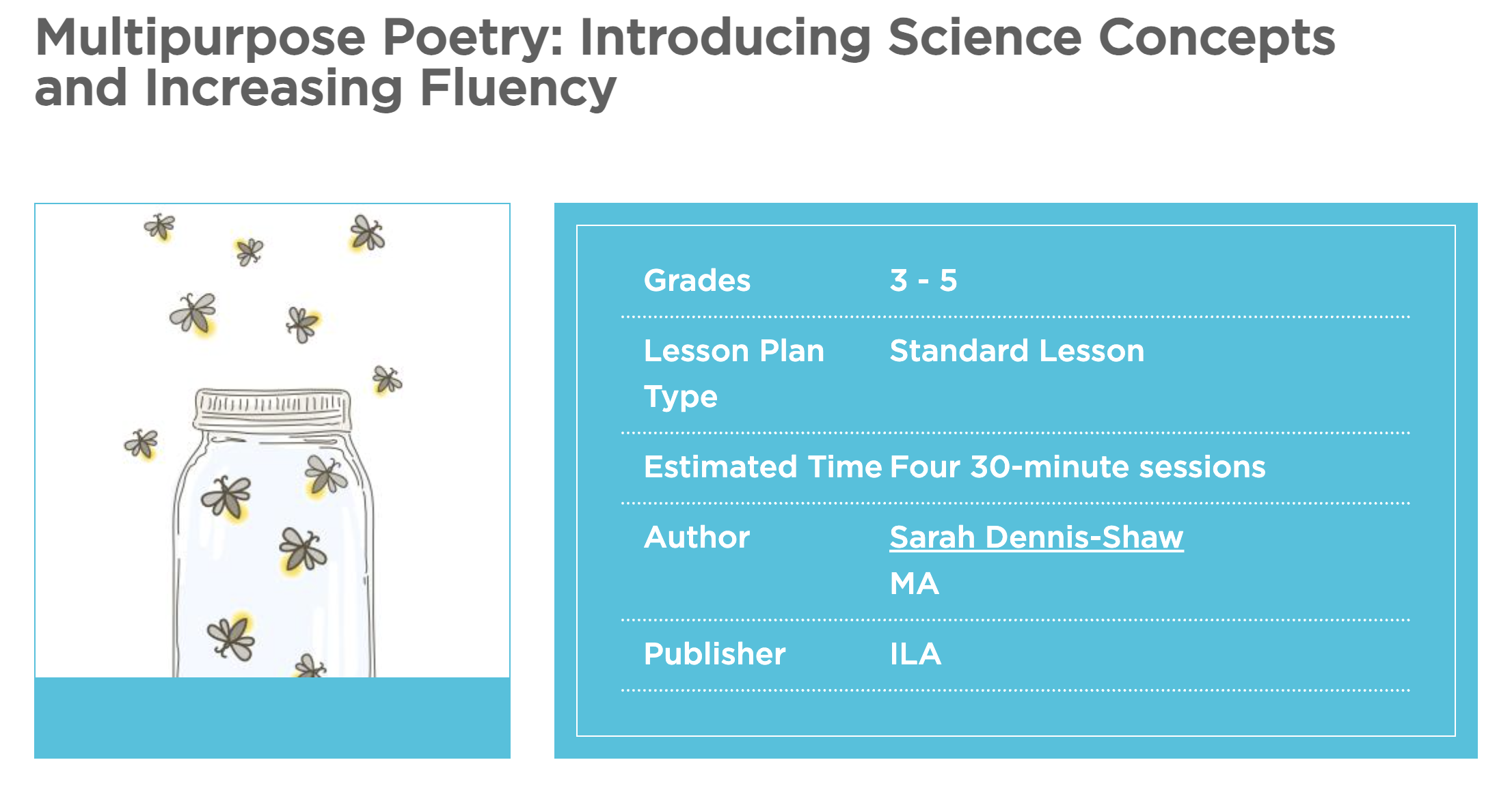 Multipurpose Poetry: Introducing Science Concepts and Increasing Fluency Lesson Plan