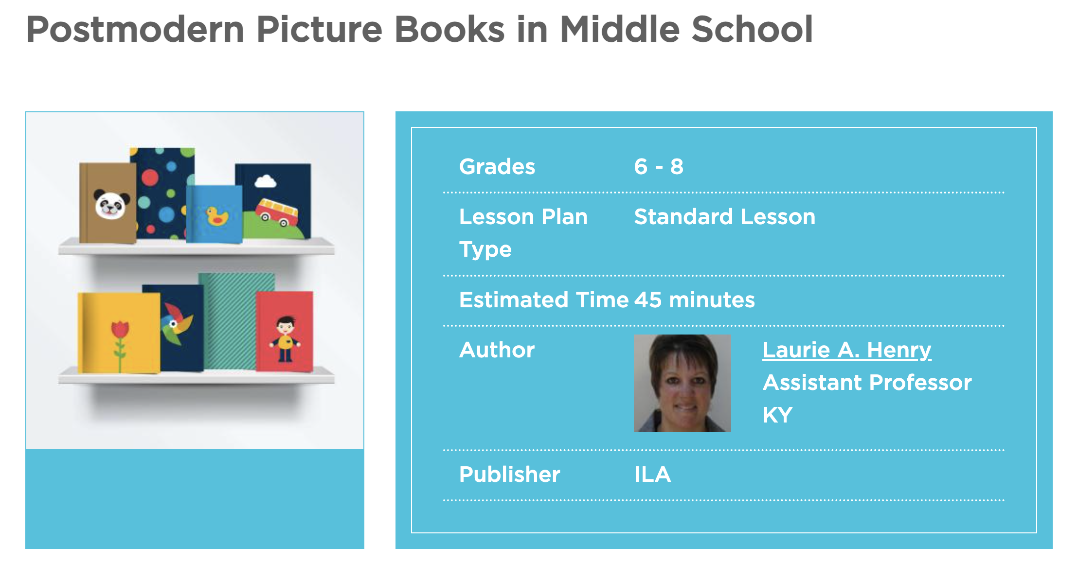Postmodern Picture Books In The Middle School Lesson Plan