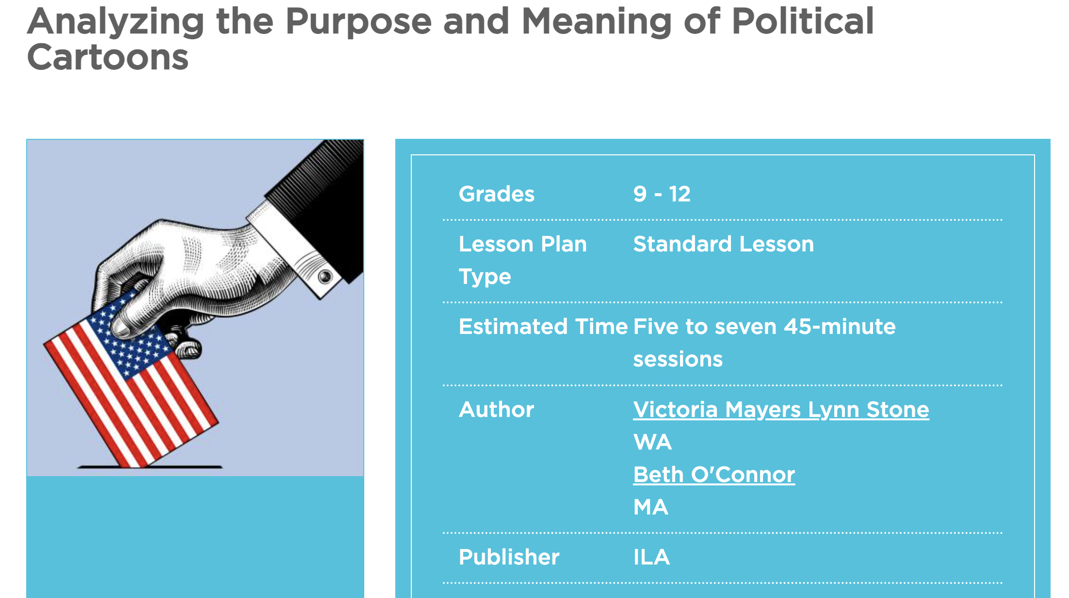 Analyzing the Purpose and Meaning of Political Cartoons Lesson Plan