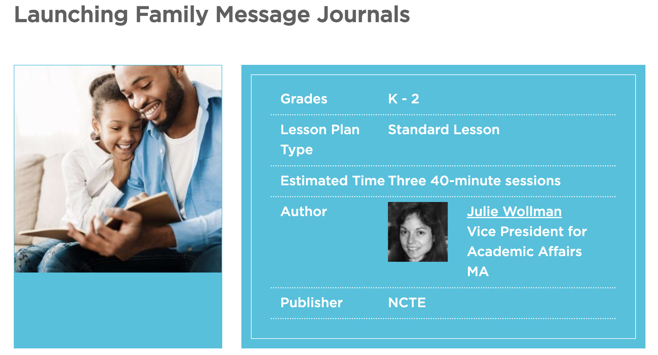 Launching Family Message Journals Lesson Plan