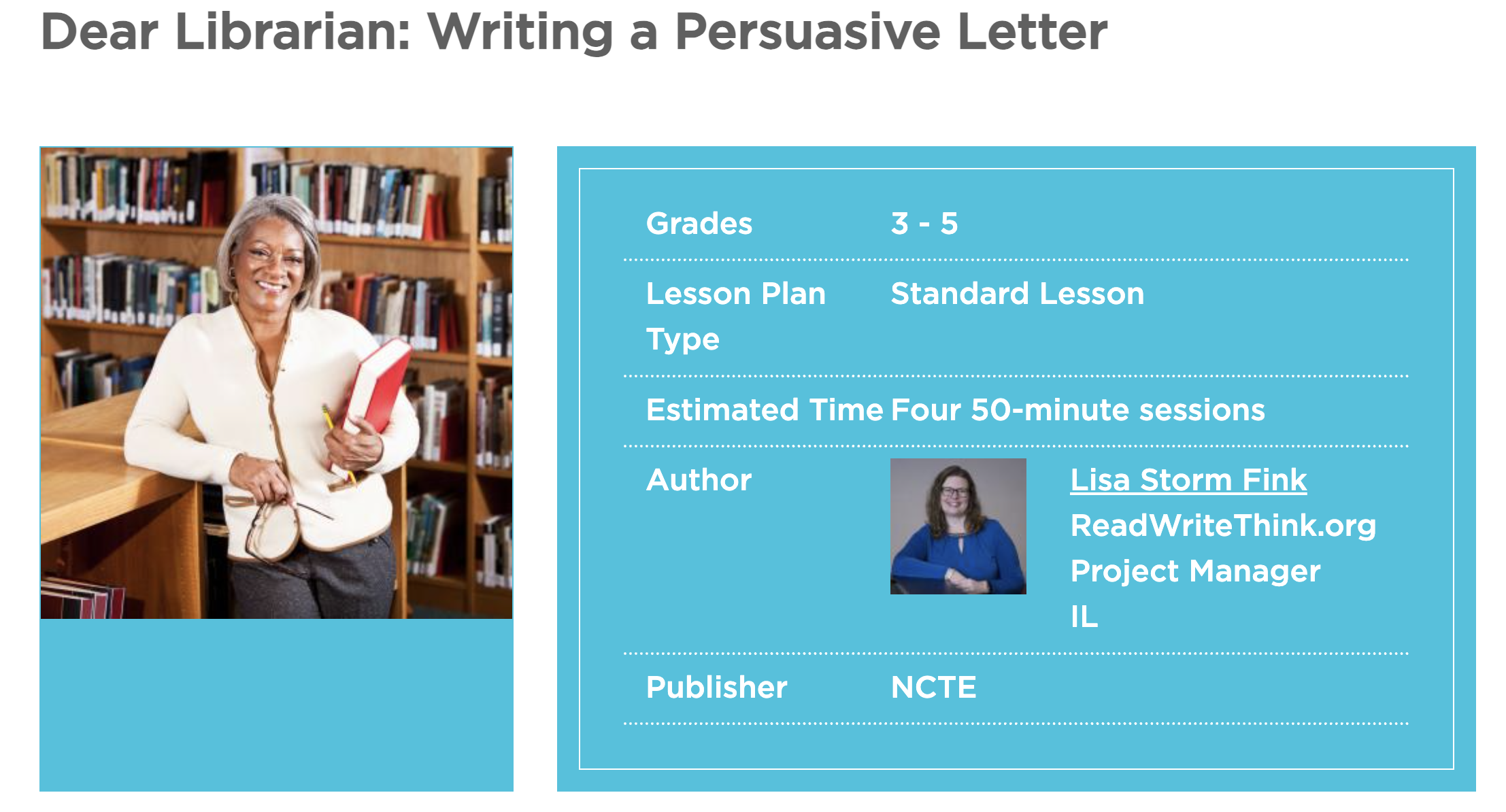 Dear Librarian: Writing a Persuasive Letter Lesson Plan