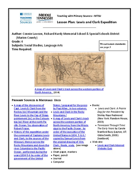 Lewis and Clark Expedition Lesson Plan