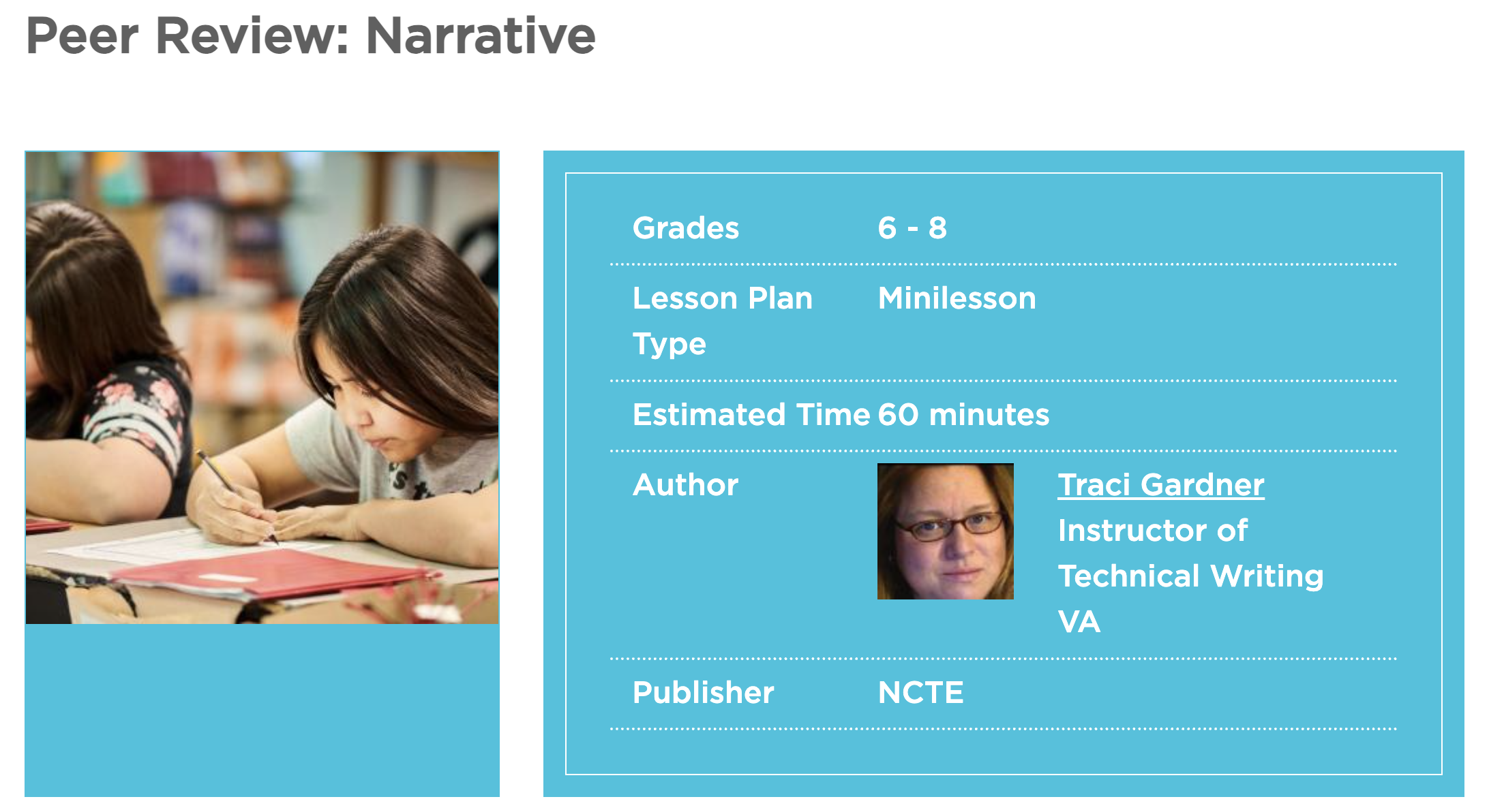 Peer Review: Narrative Lesson Plan