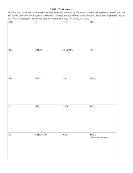 Lewis Structures Worksheet