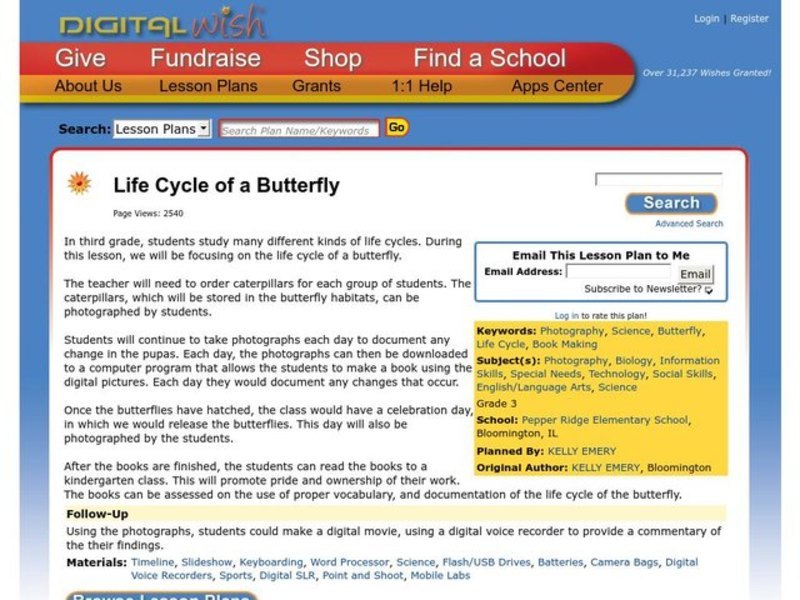 Life Cycle of A Butterfly Lesson Plan