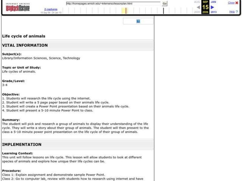 Life Cycle of Animals Lesson Plan
