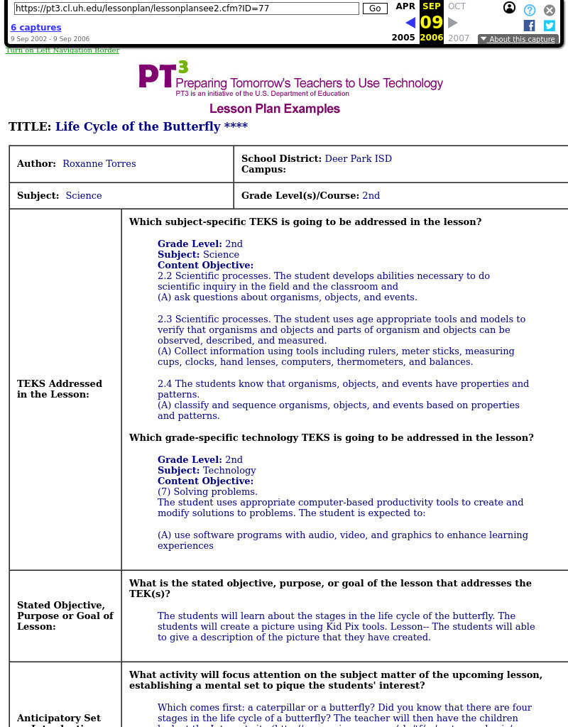 Life Cycle of the Butterfly Lesson Plan