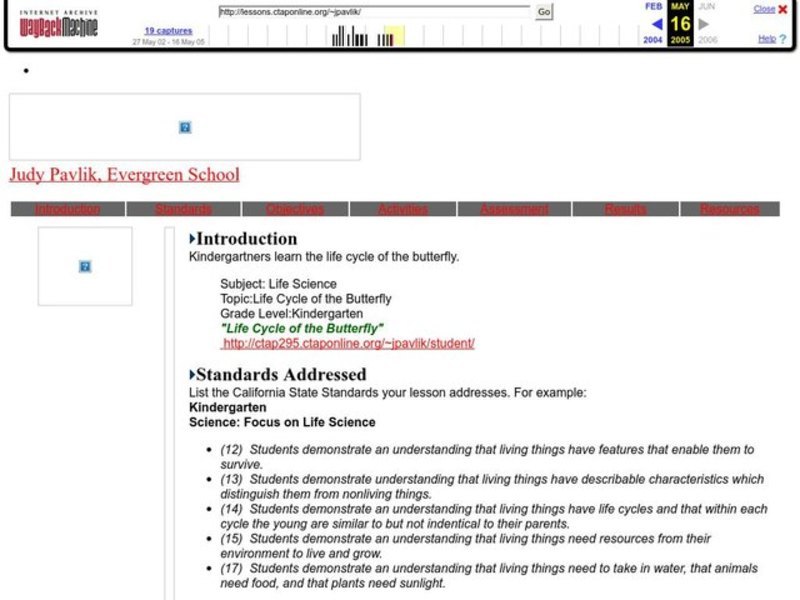 Life Cycle of the Butterfly Lesson Plan