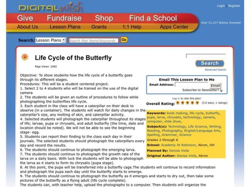 Life Cycle of the Butterfly Lesson Plan