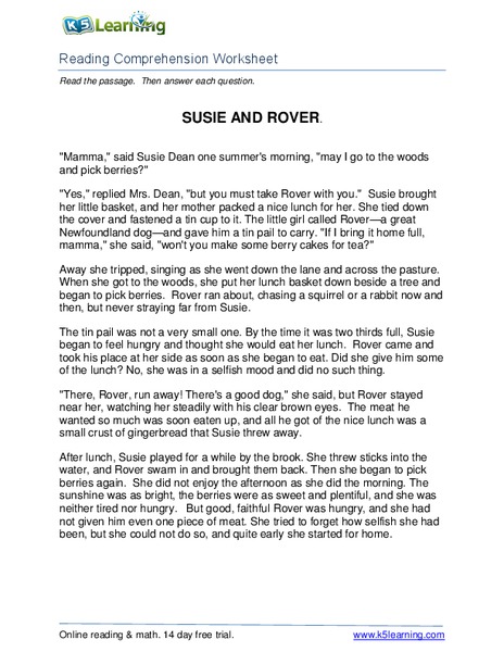 Susie and Rover Worksheet