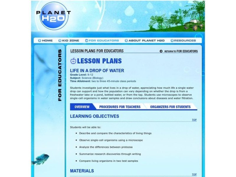 Life in a Drop of Water Lesson Plan