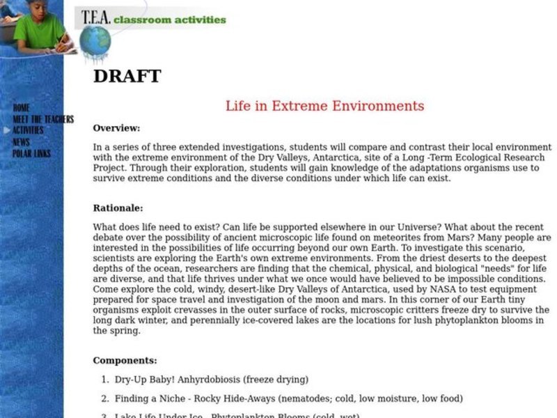 Life in Extreme Environments Lesson Plan