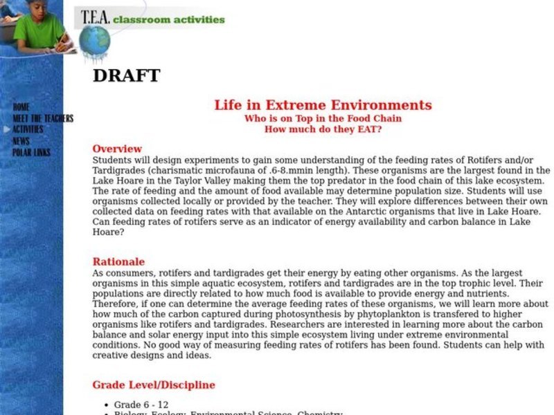 Life In Extreme Environments Lesson Plan