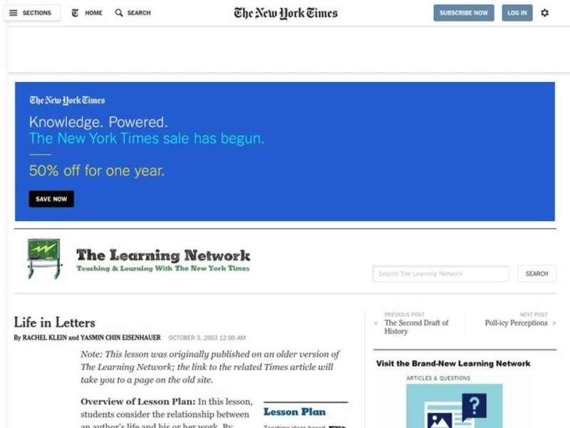 Life in Letters Lesson Plan