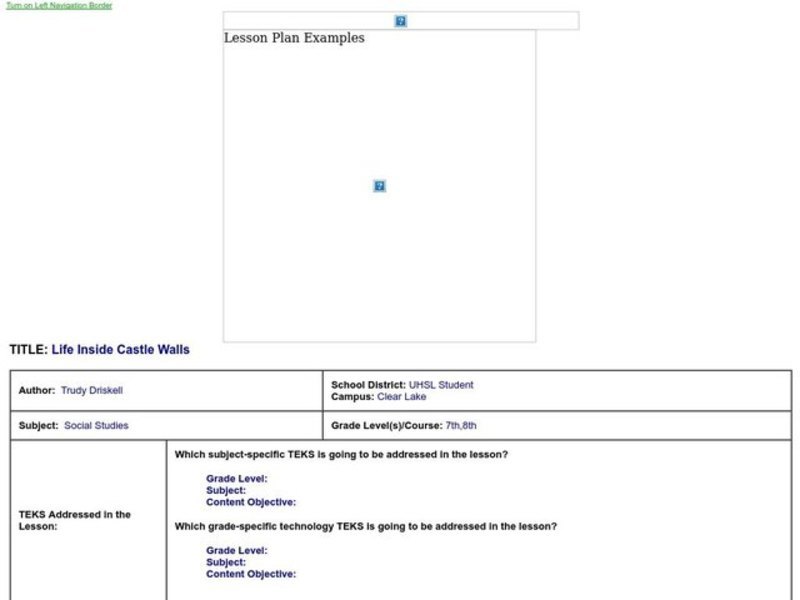 Life Inside Castle Walls Lesson Plan