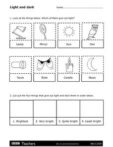 Light and Dark Worksheet