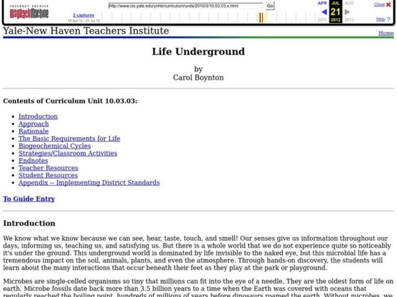 Life Underground Lesson Plan