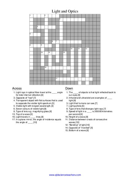 Light and Optics Worksheet