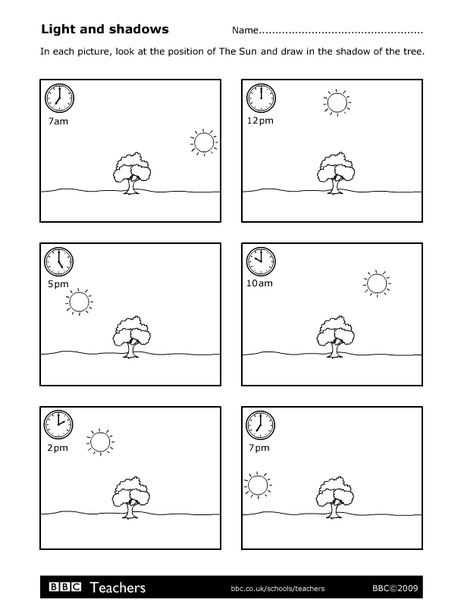 Light and Shadows Worksheet