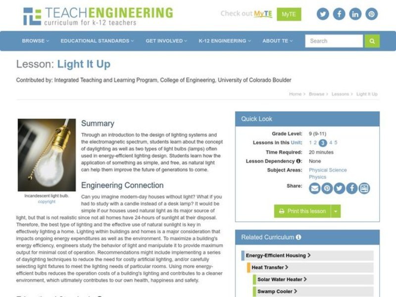Light It Up Lesson Plan