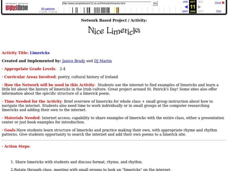 Limericks Lesson Plan