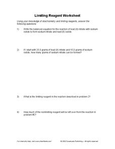 Limiting Reagent Worksheet Worksheet