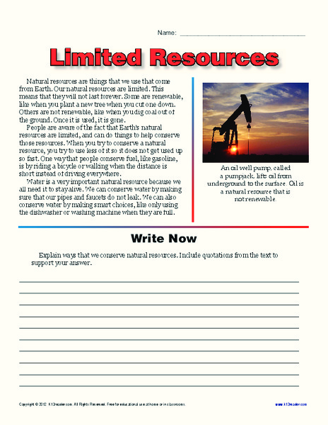 Limited Resources Worksheet
