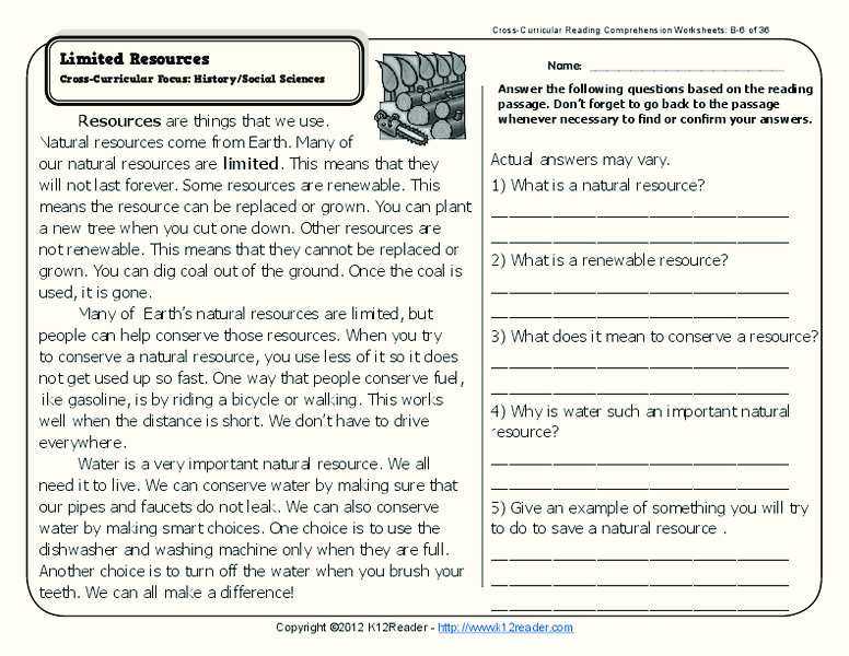 Limited Resources Worksheet