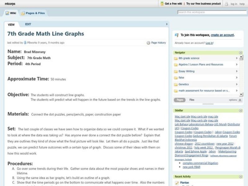 Line Graphs Lesson Plan