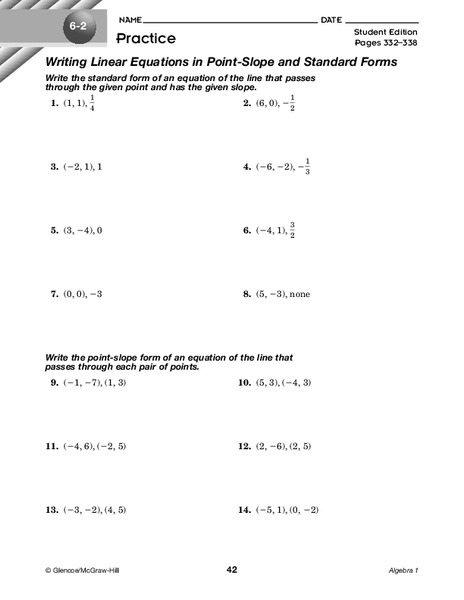 Linear Equations Worksheet