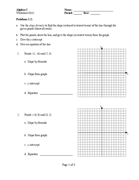 Linear Equations Worksheet