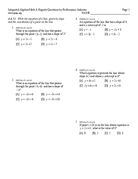 Linear Equations Worksheet