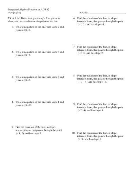 Linear Equations Worksheet