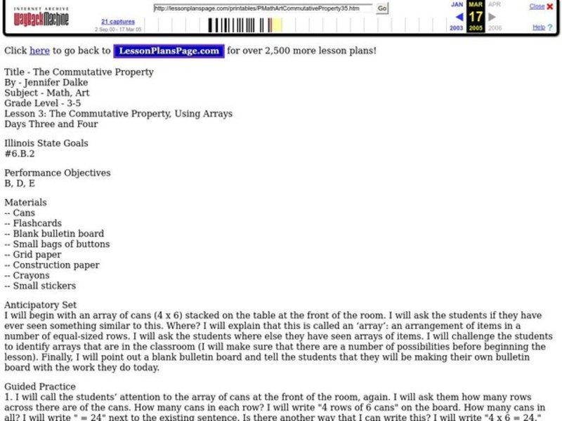 The Commutative Property Lesson Plan