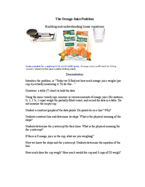 Linear Equations Lesson Plan