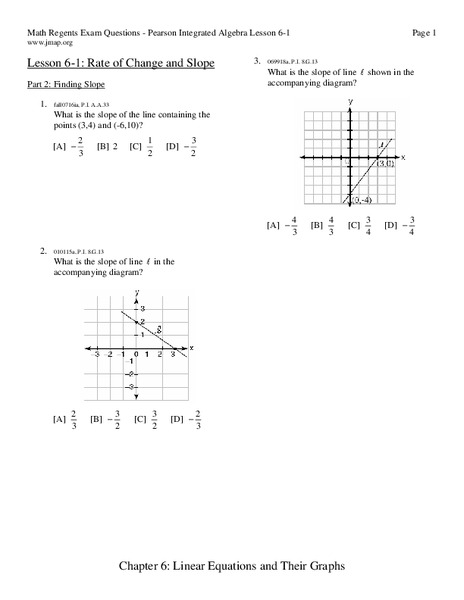 Linear Equations and Their Graphs Worksheet