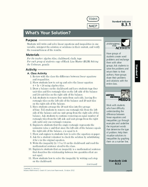 Linear Equations Lesson Plan