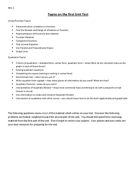 Linear Functions Worksheet