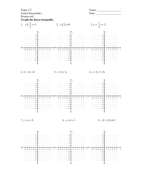 Linear Inequalities Worksheet