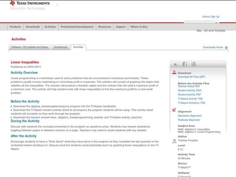 Linear Inequalities Lesson Plan
