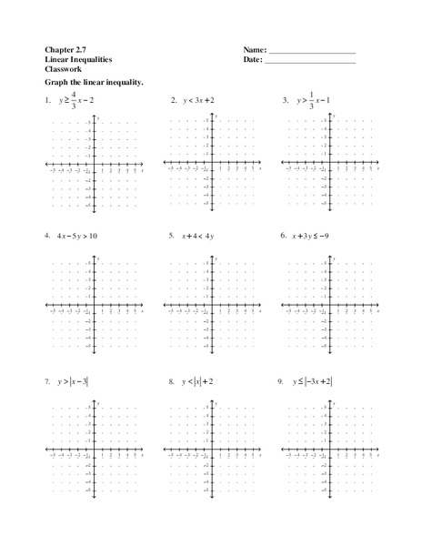 Linear Inequalities Worksheet