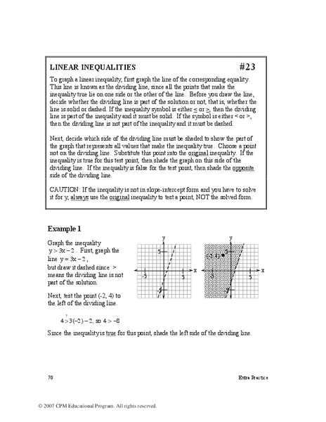 Linear Inequalities Worksheet