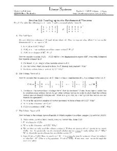 Linear Systems:  Fundamental Theorem Worksheet